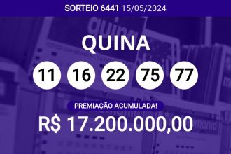 acumulou!-confira-as-dezenas-sorteadas-na-quina-6441;-premio-pode-chegar-a-r$-17,2 milhoes