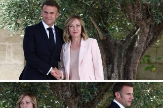 meloni-faz-‘cara-de-poucos-amigos’-para-cumprimentar-macron-em-jantar-do-g7;-video