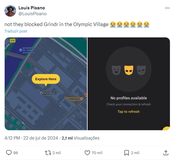 grindr,-aplicativo-de-relacionamento-gay,-tem-busca-bloqueada-na-area-da-vila-olimpica-de-paris;-usuarios-reclamam