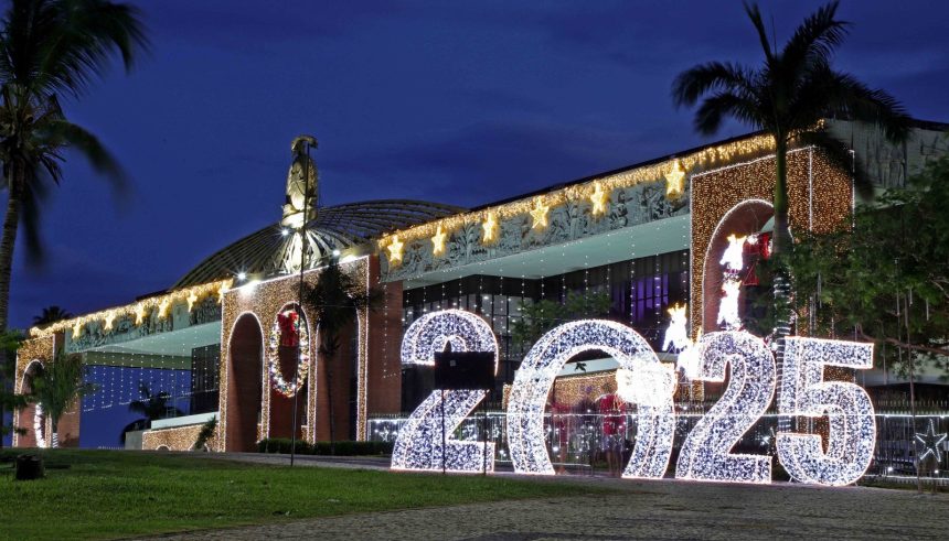 luzes,-apresentacoes-e-vila-do-noel:-decoracao-de-natal-da-praca-dos-girassois-e-inaugurada