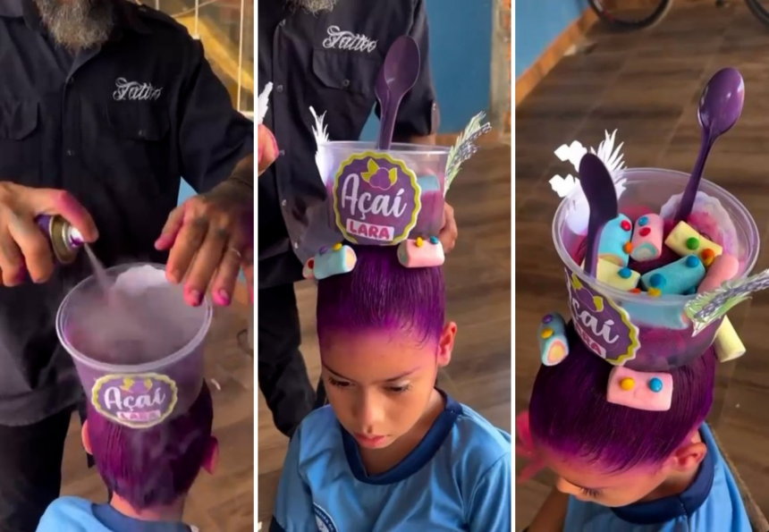 pai-faz-cabelo-maluco-de-acai-na-filha-e-tem-surpresa-no-final-do-dia:-‘comeram-os-marshmallows’
