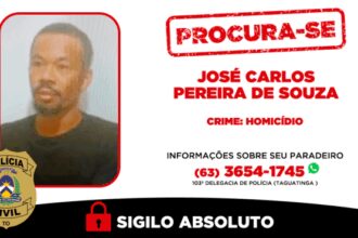 policia-civil-do-tocantins-procura-foragido-suspeito-de-homicidio-em-taguatinga