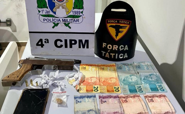 pmto-prende-homem-por-trafico-de-drogas,-porte-ilegal-de-arma-de-fogo-em-lagoa-da-confusao