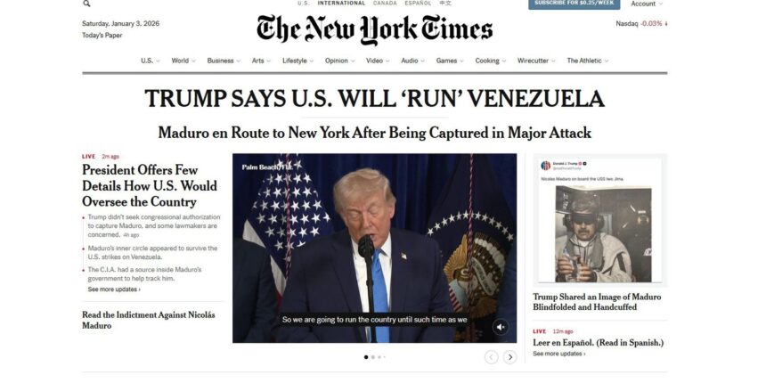 ataque-de-trump-a-venezuela-e-ilegal-e-imprudente,-diz-new-york-times