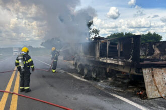 corpo-de-bombeiros-militar-combate-incendio-em-caminhao-na-br-153,-em-brasilandia-do-tocantins