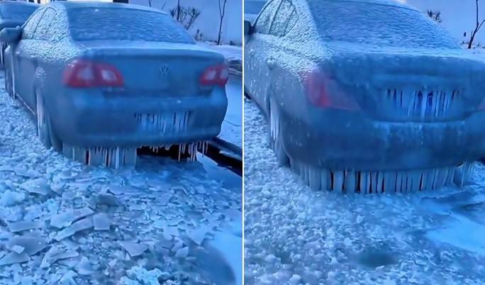 vazamento-de-agua-em-frio-extremo-cria-esculturas-em-volta-de-carros-estacionados