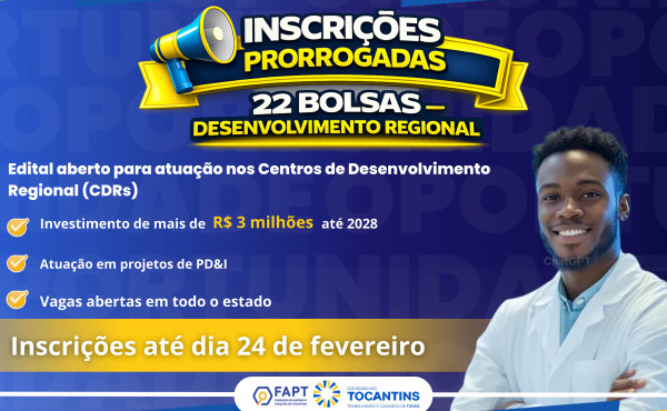 governo-do-tocantins-prorroga-inscricoes-para-edital-com-22-bolsas-em-ciencia,-tecnologia-e-inovacao