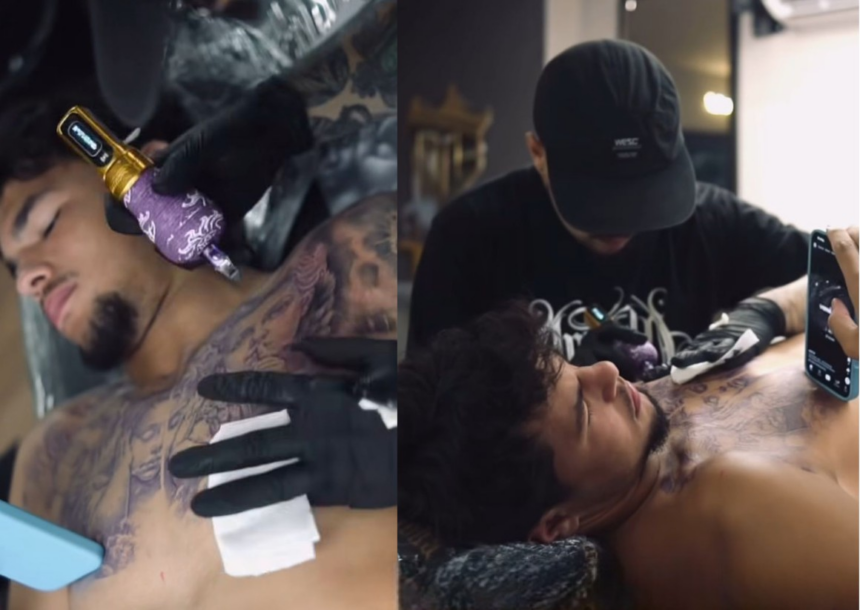 bruno-samudio-fecha-peitoral-com-tatuagens-apos-assinar-contrato-profissional-com-o-botafogo;-veja