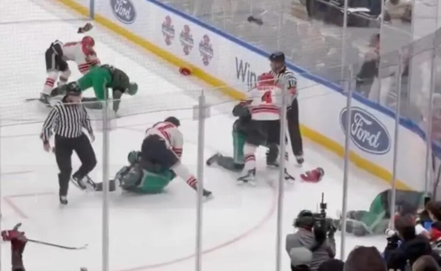 jogo-beneficente-entre-o-departamento-de-policia-e-o-corpo-de-bombeiros-de-nova-york-acaba-em-pancadaria-generalizada