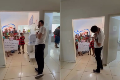 criancas-cantam-e-fazem-cartazes-para-se-despedir-de-medico-em-unidade-de-saude-no-tocantins