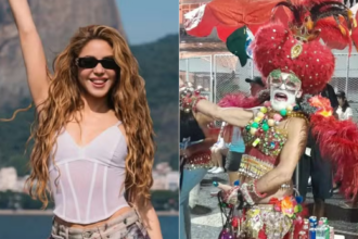 ‘e-uma-deusa-do-pop-latino’:-fa-de-shakira-chega-com-fantasia-‘carnavalesca’-a-copacabana;-veja-imagens