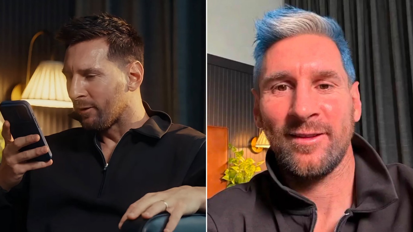 no-clima-da-copa,-messi-‘pinta’-cabelo-nas-cores-da-argentina-e-brinca:-‘pessoal-no-vestiario-vai-rir-muito’