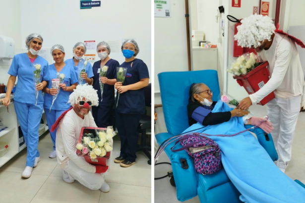 artista-de-rua-entrega-60-rosas-a-pacientes-de-clinica-em-palmas-e-diz:-‘uma-flor-pode-iluminar-o-dia’