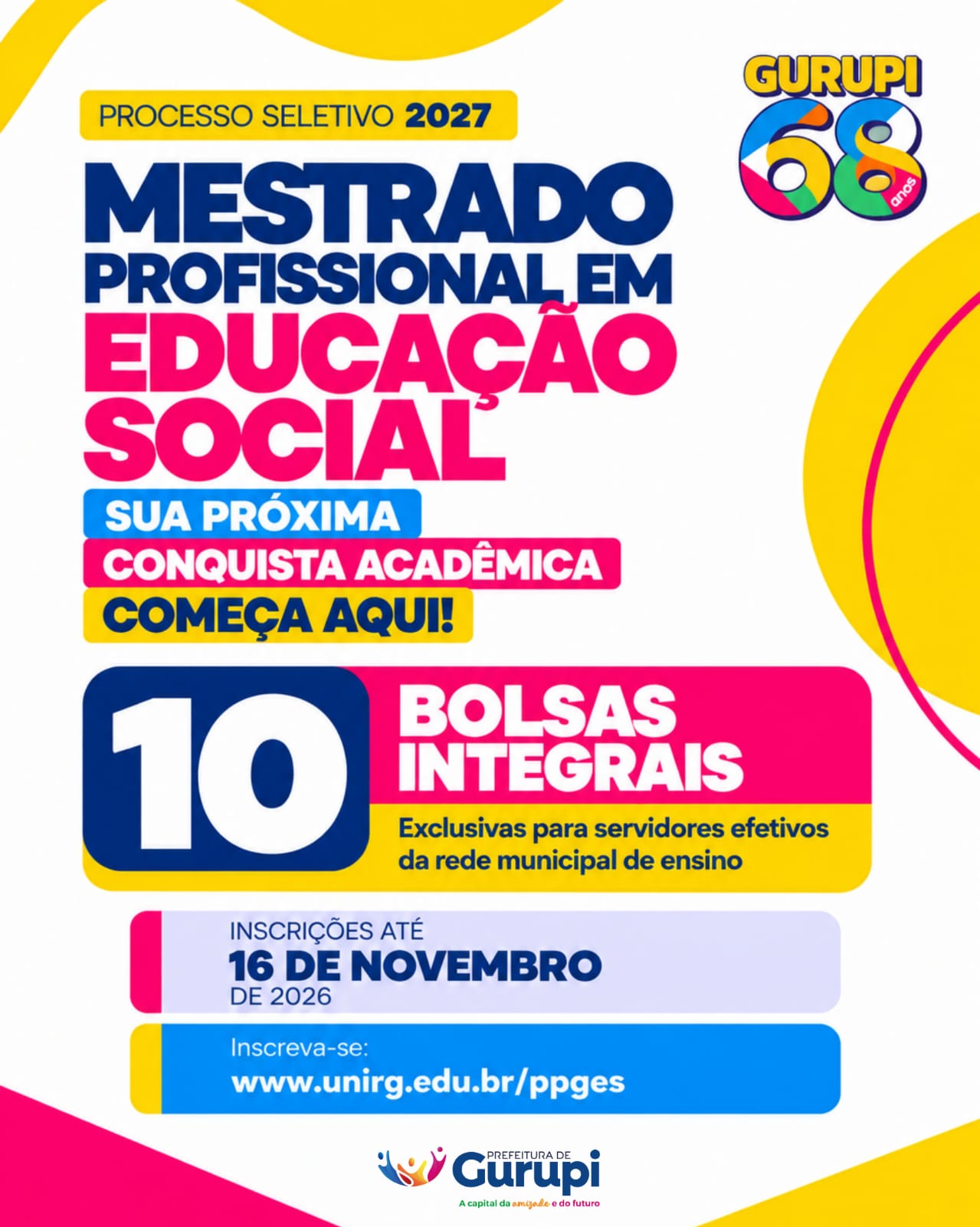prefeitura-de-gurupi-oferece-10-bolsas-integrais-de-mestrado-para-servidores-efetivos-da-educacao
